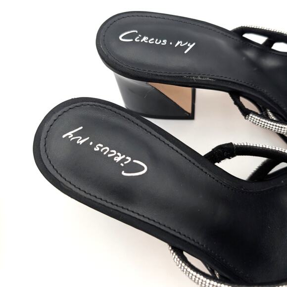 Circus NY Heddie Rhinestone Strap Heeled Sandals Women's Black Size US6 EU37 - Picture 13 of 13